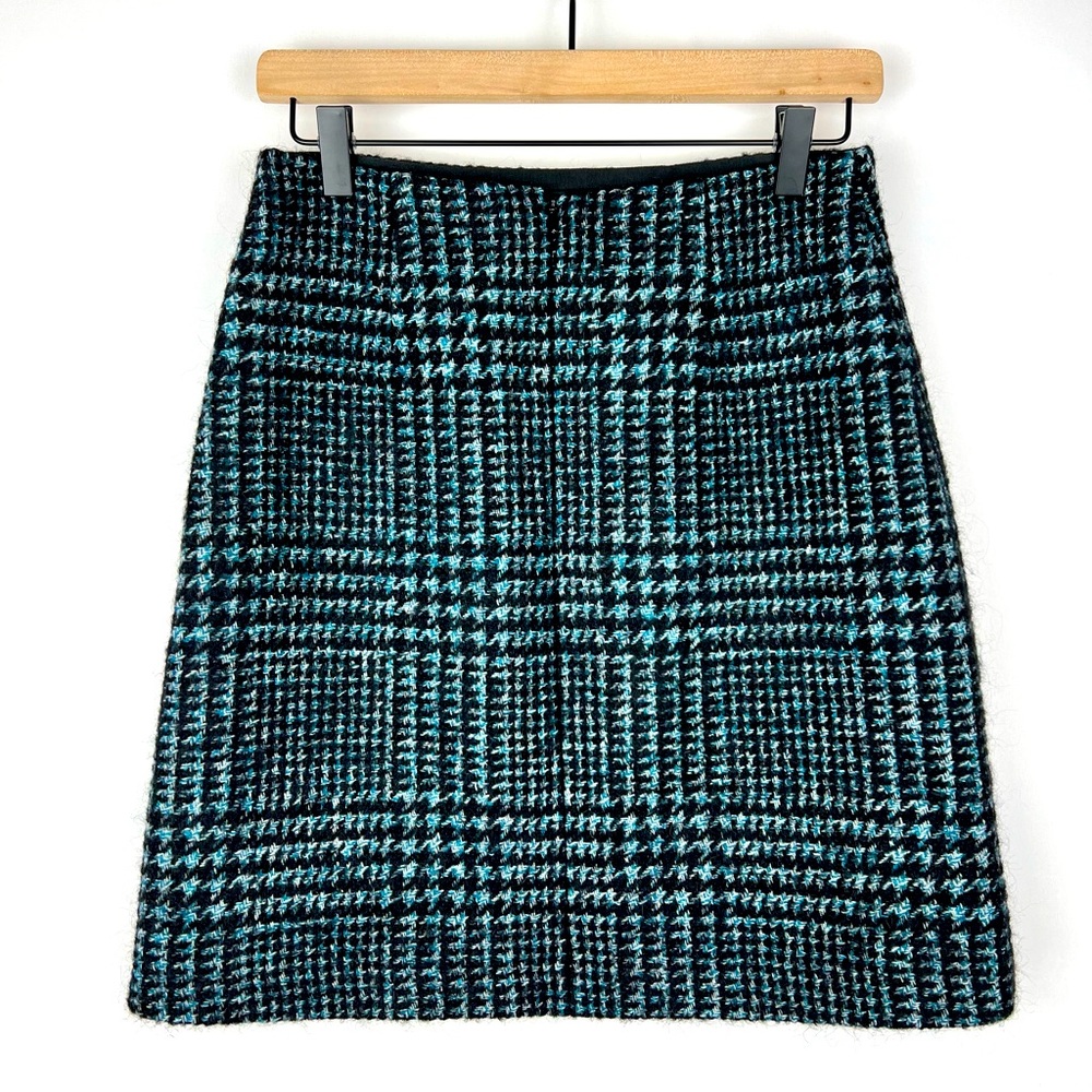Hallhuber Black & Turquoise Tweed Mini Skirt Size S